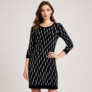 CeCe Cynthia Steffe Womens Black White Sweater Dress Cotton Knit S Fall Winter